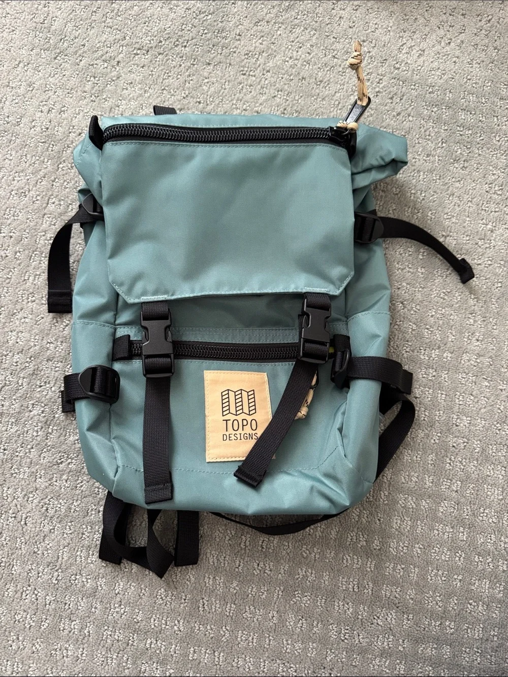 Topo Designs Mint Green Roll-Top Backpack